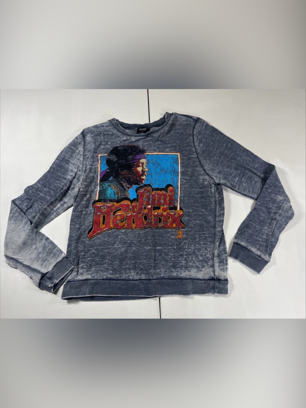 JIMI HENDRIX Official Distressed Faded Sweatshirt Lightweight Womens L